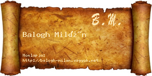 Balogh Milán névjegykártya