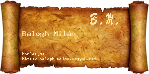 Balogh Milán névjegykártya